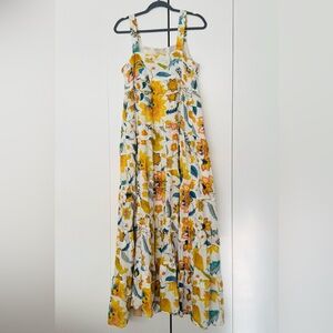 Floral Maxi Dress with Yellow and Blue Accents
